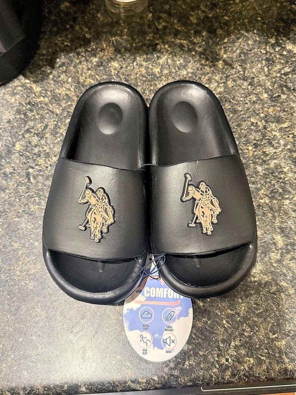 U.S. Polo Assn. Comfort Slide Sandals. Men's Black Slide Sandals US Small 5-6 NW